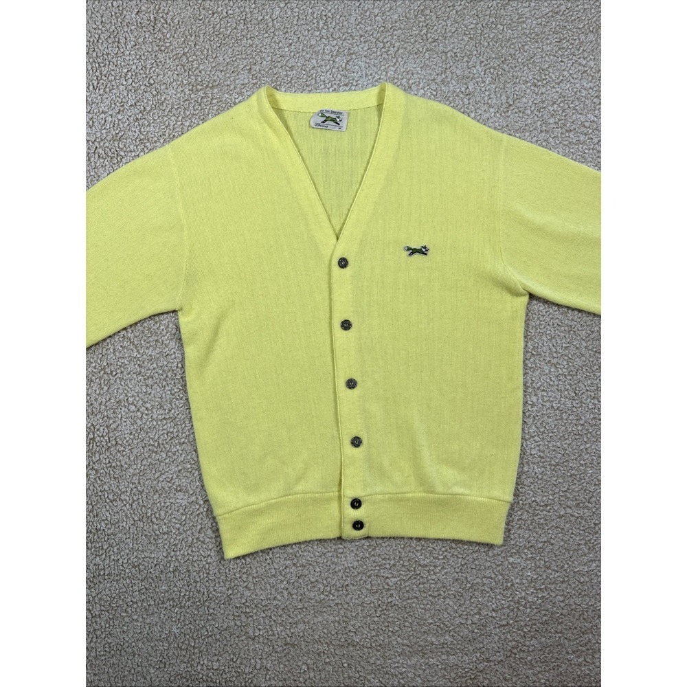 Vintage The Fox Sweater JC Penney Cardigan Med Yellow Kurt Cobain Nirvana